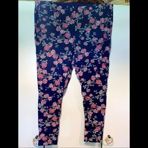 Navy with Pink Floral Leggings